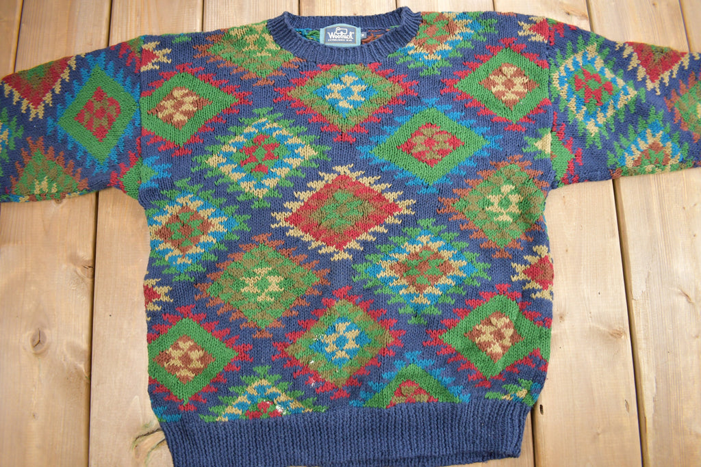 Vintage 1990s Woolrich Aztec Pattern Knitted Crewneck Sweater