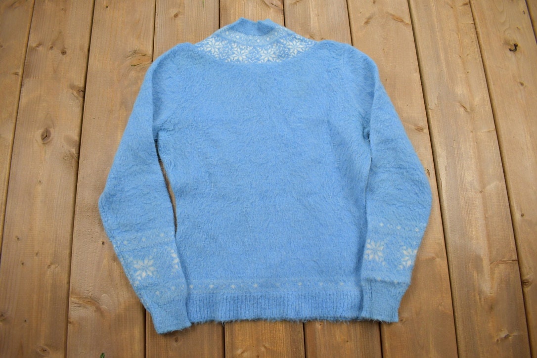 Vintage 1970s Sears Knit V-Neck Sweater / True Vintage / Sweatshirt / Abstract Pattern / 70s Sweater