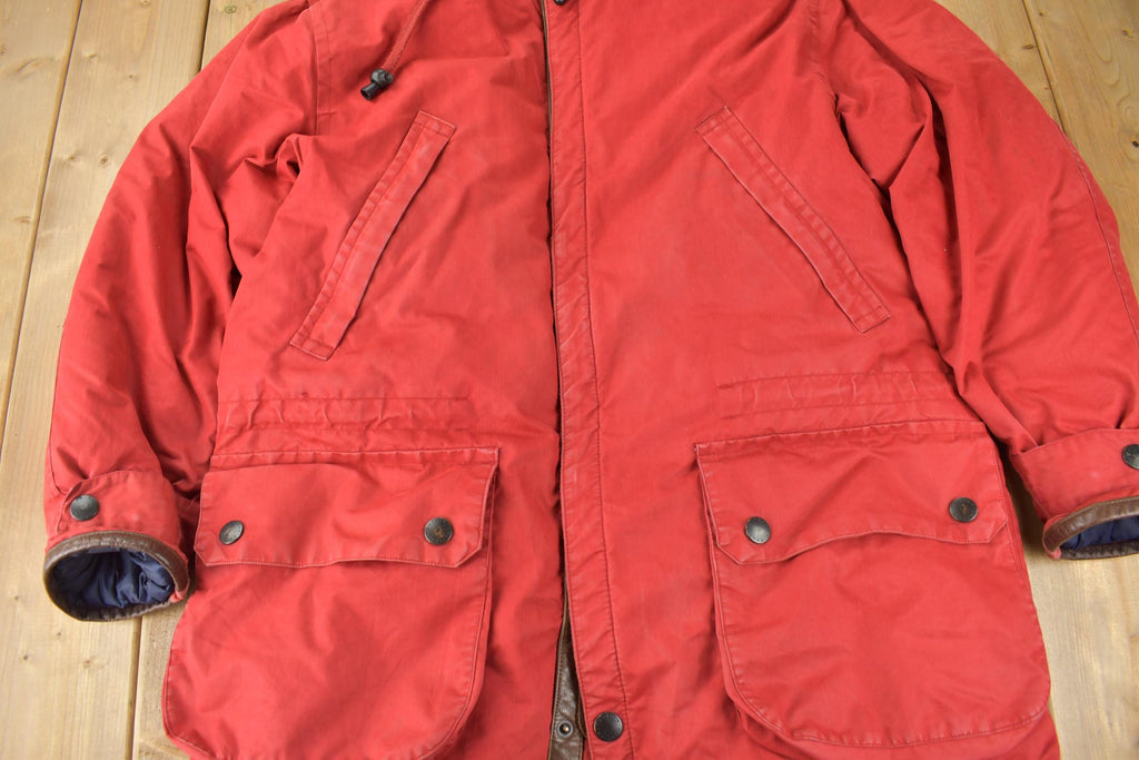 Vintage 1990s Nautica Puffer Jacket With Leather Trim Size M