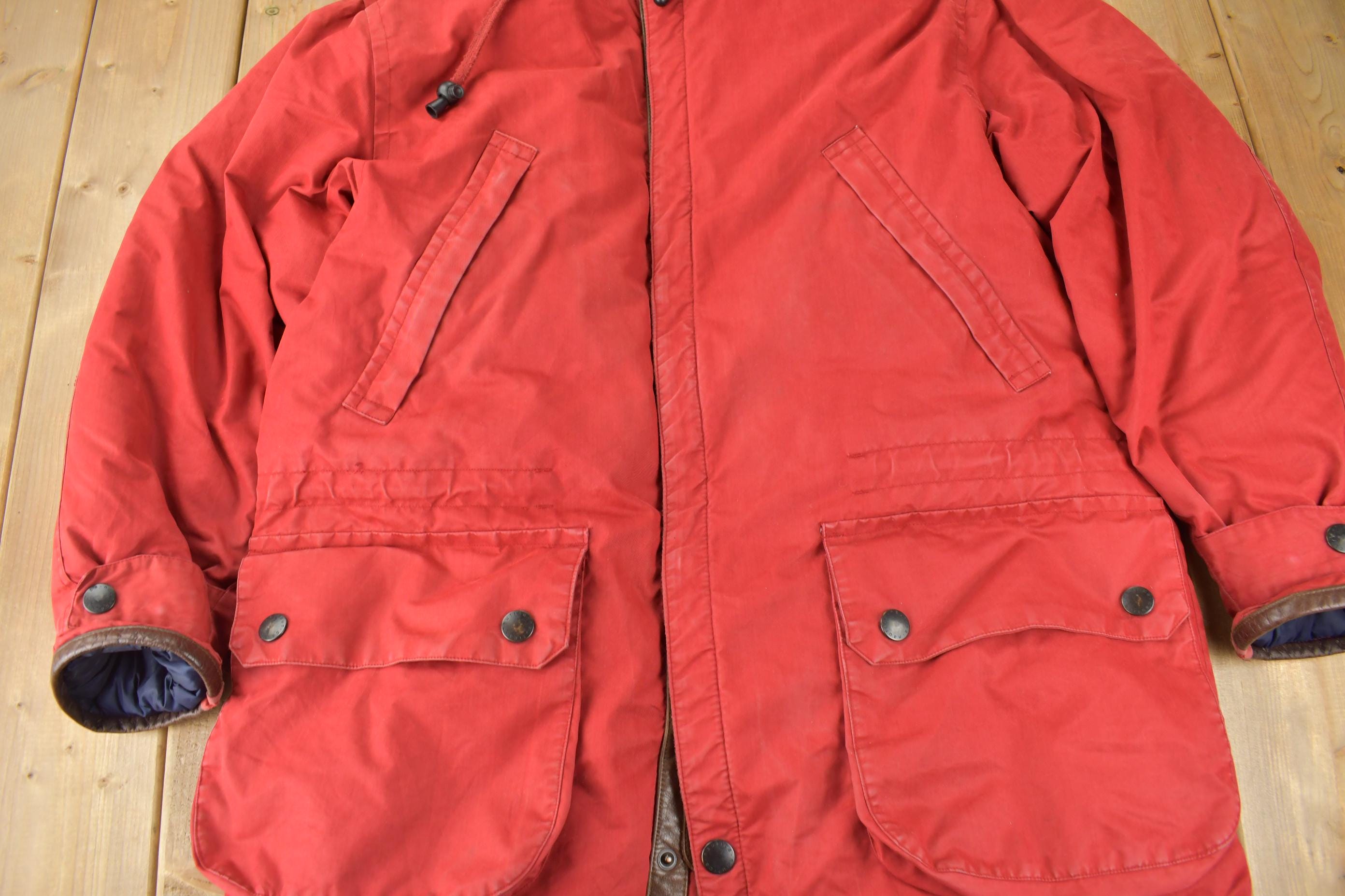 Vintage 1990s Nautica Puffer Jacket With Leather Trim Size M