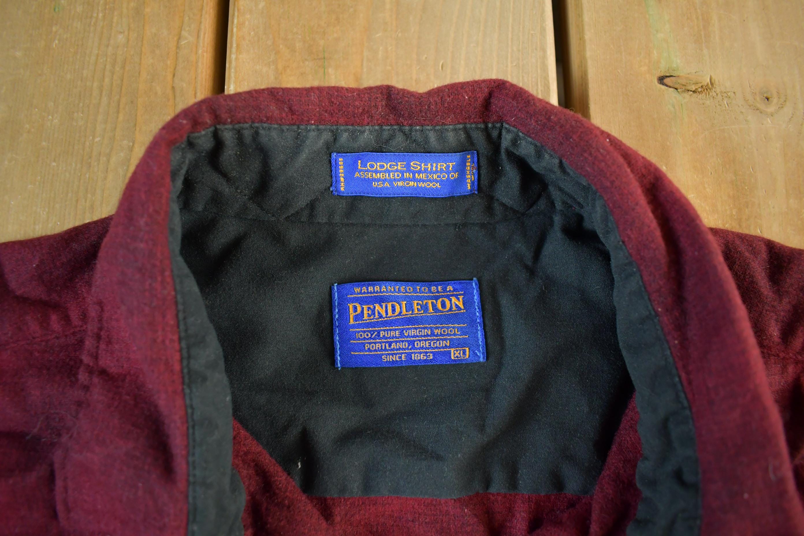 Vintage 1990s Pendleton Wool Plaid Button Up Shirt Men's XL