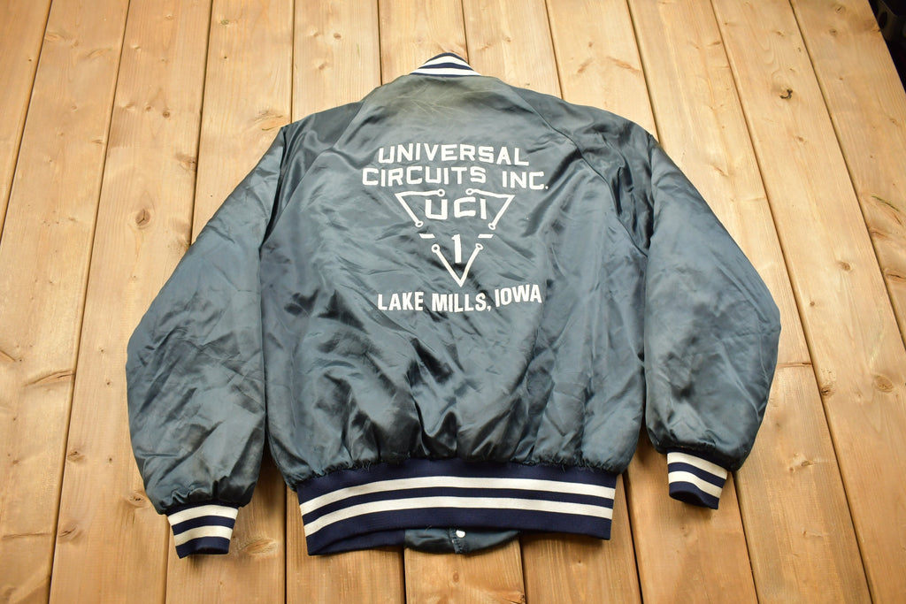 Vintage 1990s Dunbrooke Lake Mills Iowa Satin Bomber Jacket  Snap Button  Streetwear  Souvenir Jacket  Made In USA  Streetwear  Iowa
