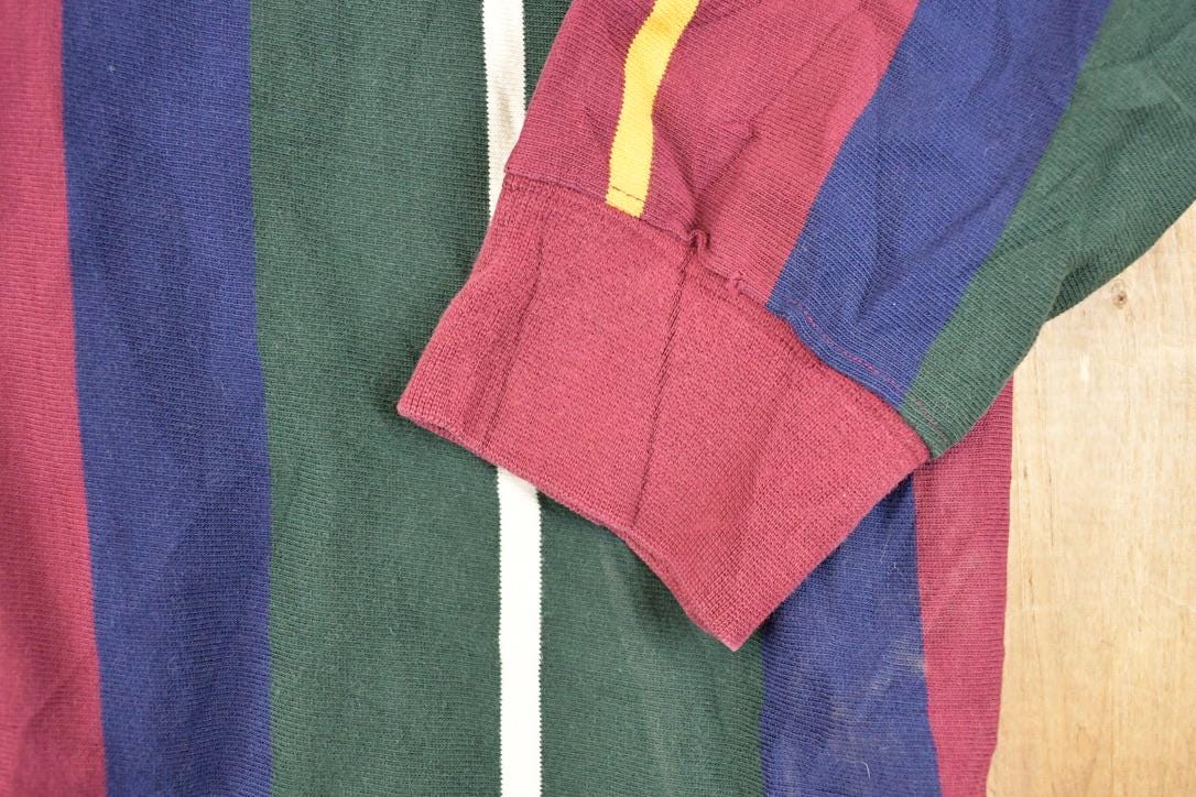 Vintage 1990s Croft And Barrow Striped Rugby Button Up Shirt Men's M