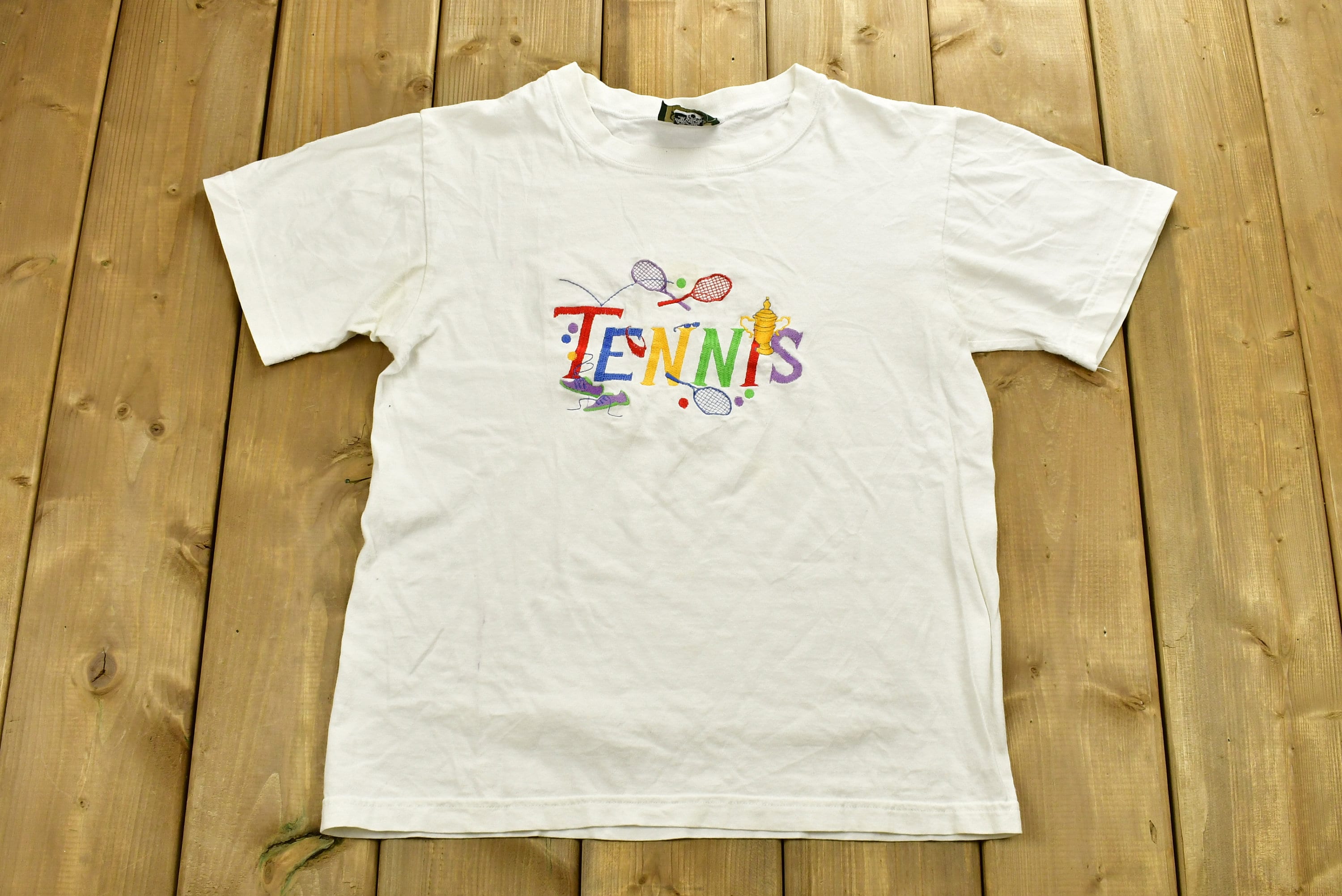 Vintage 1990s Tennis Embroidered Graphic T-Shirt