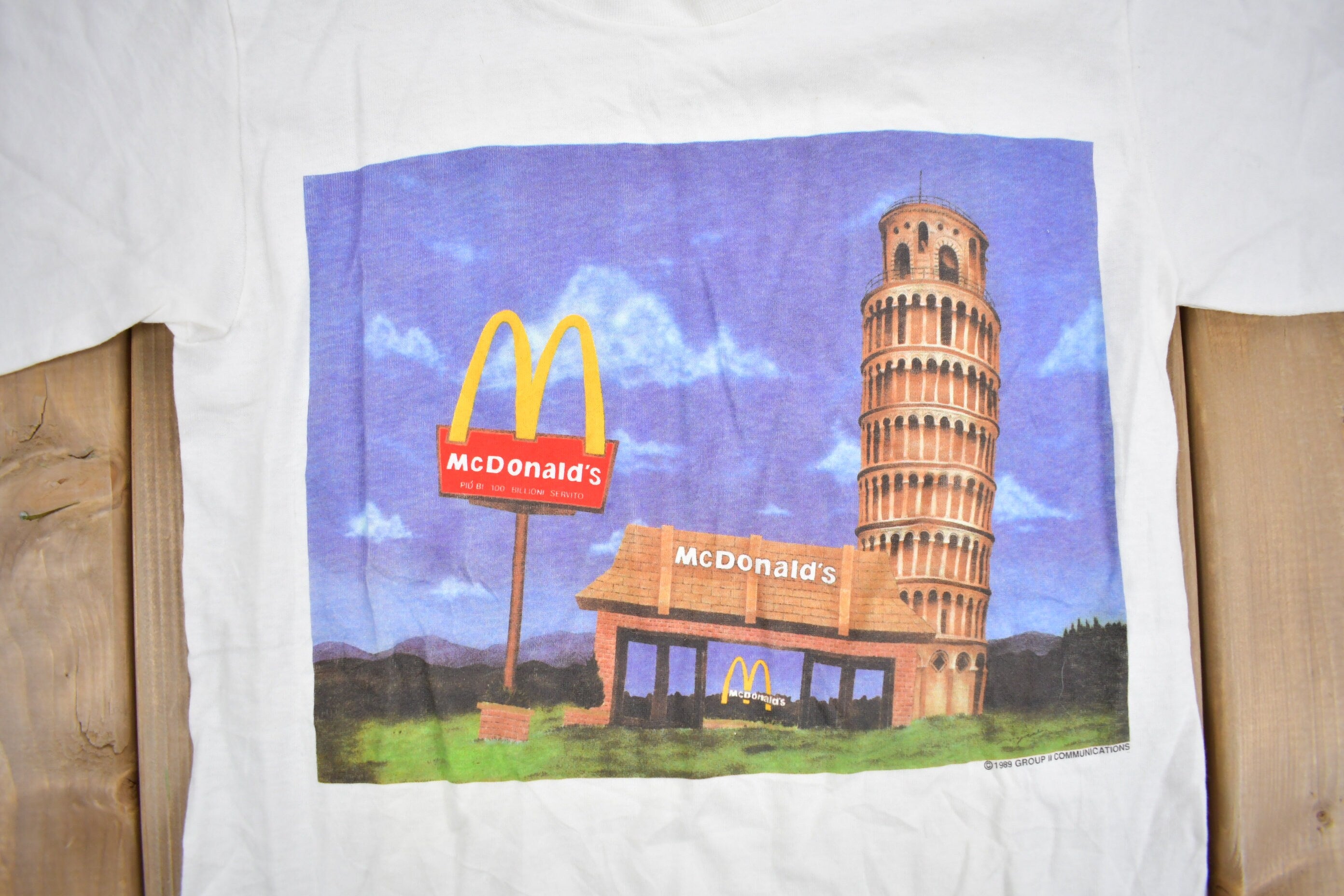 Vintage 1989 Leaning Tower Of McDonalds Graphic T Shirt