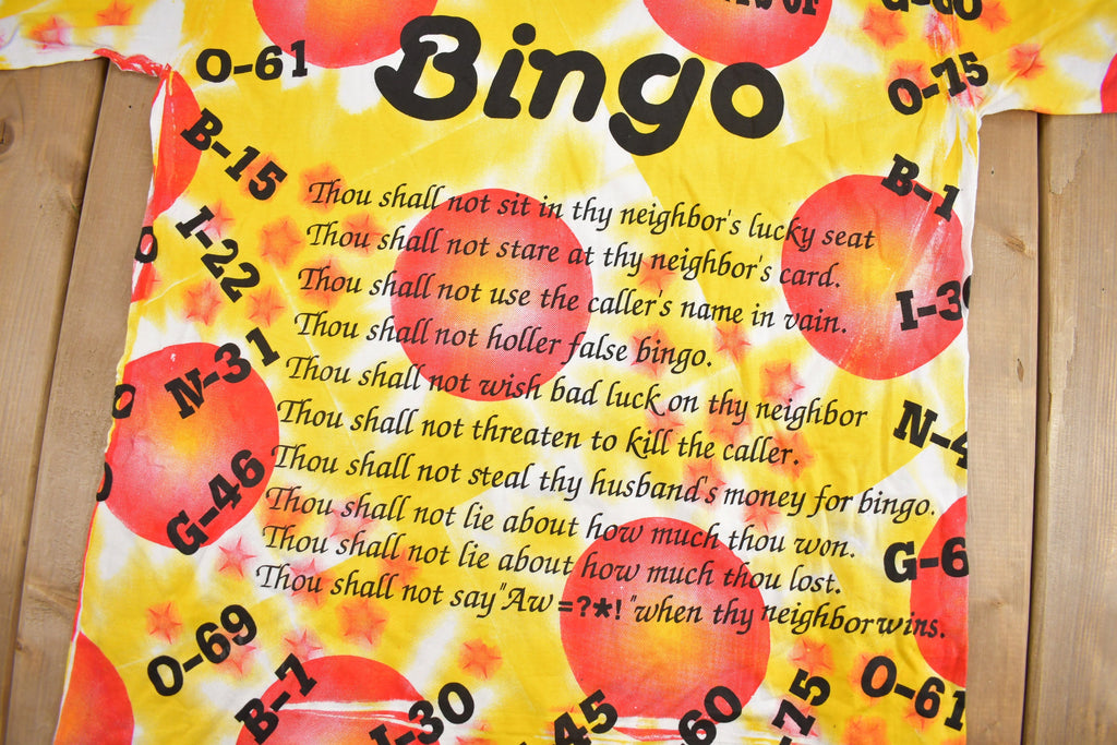Vintage 1990s The Ten Commandments Of Bingo Graphic T Shirt