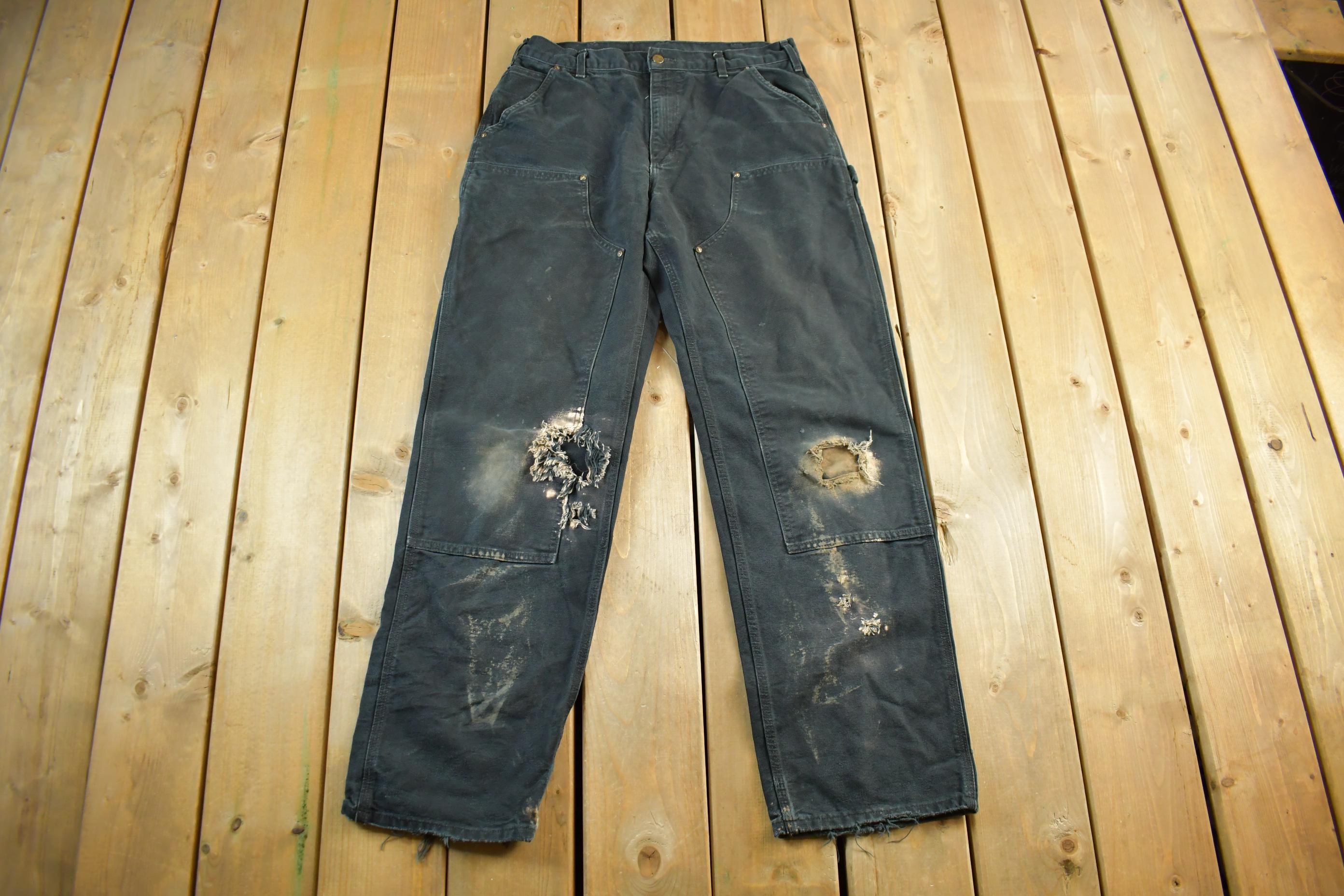 Vintage 2000s Carhartt Distressed Double Knee Denim Work Jeans Adult 33 x 32