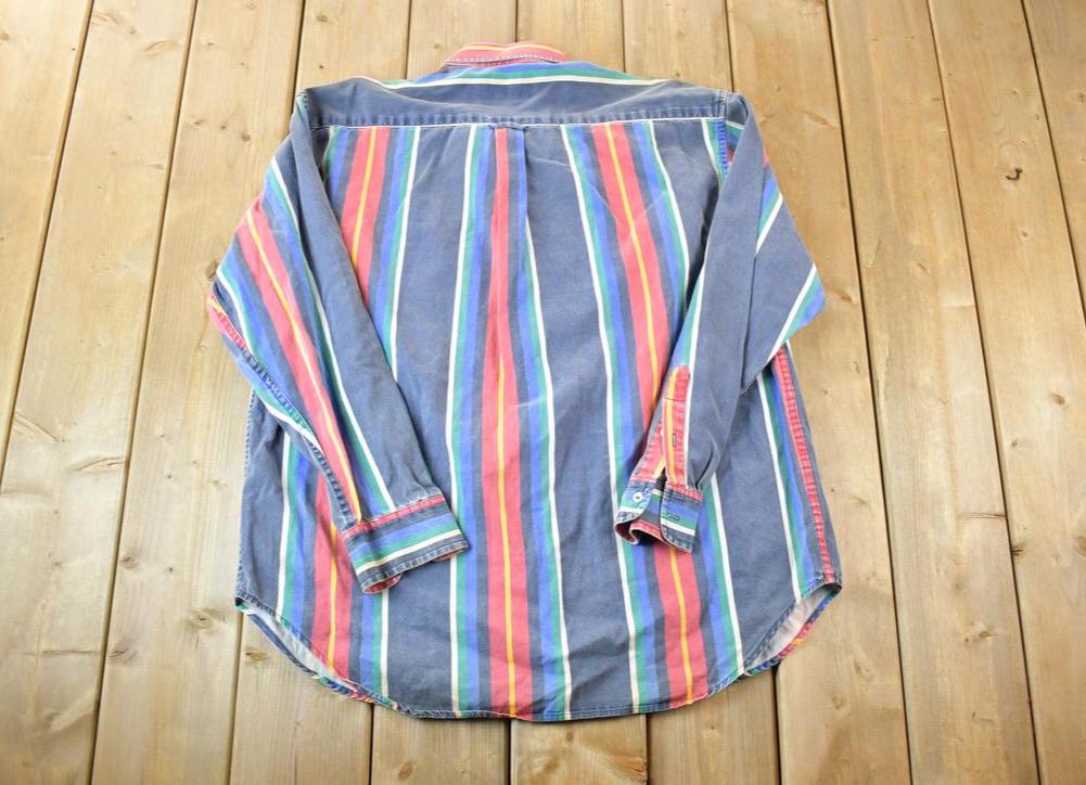 Vintage 1990's American Eagle Striped Button Up Western Shirt Made In USA