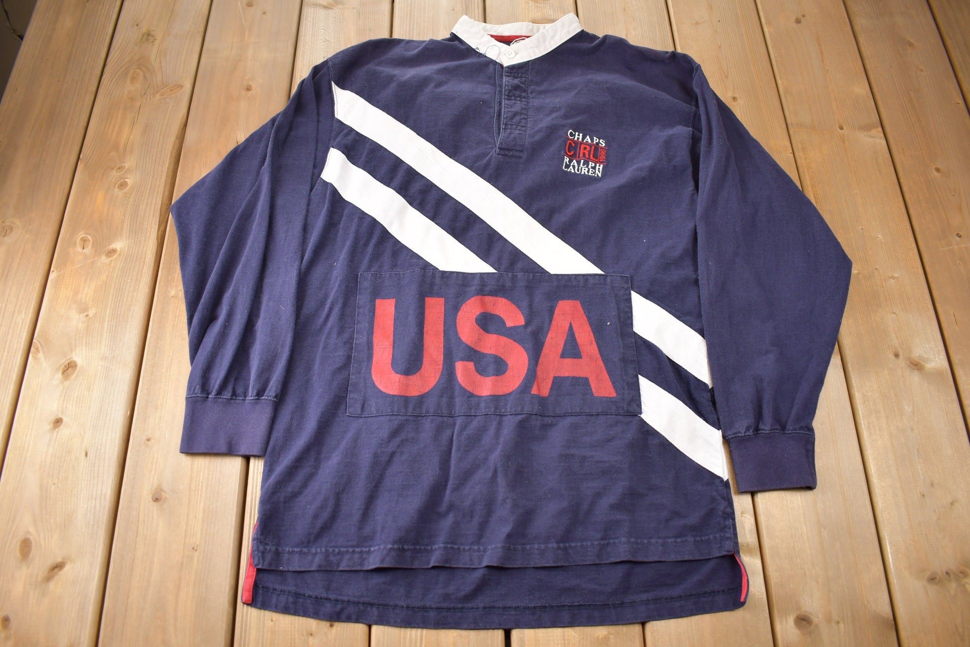 Vintage 1990s Chaps Ralph Lauren Rugby Sweatshirt / Dress Shirt / Athleisure / Streetwear / Ralph Lauren / Casual Wear