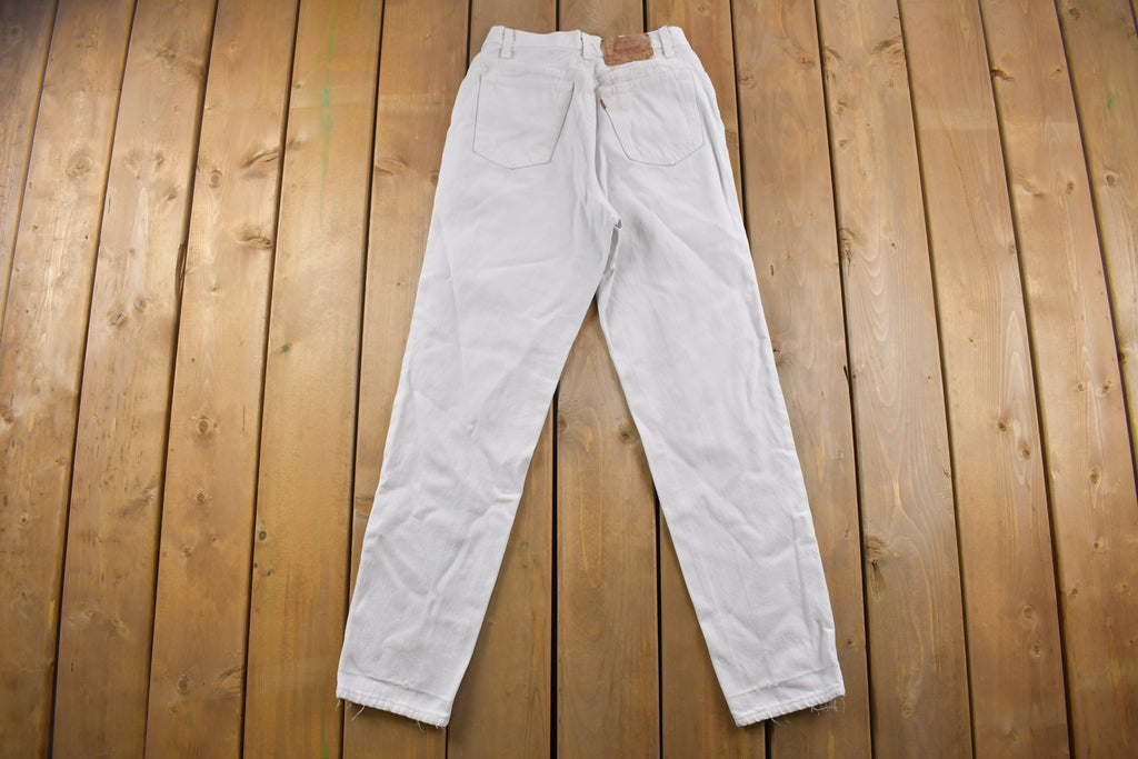 Vintage 1980s Levi's 501 Red Tab White Denim Jeans Size 26 x 29