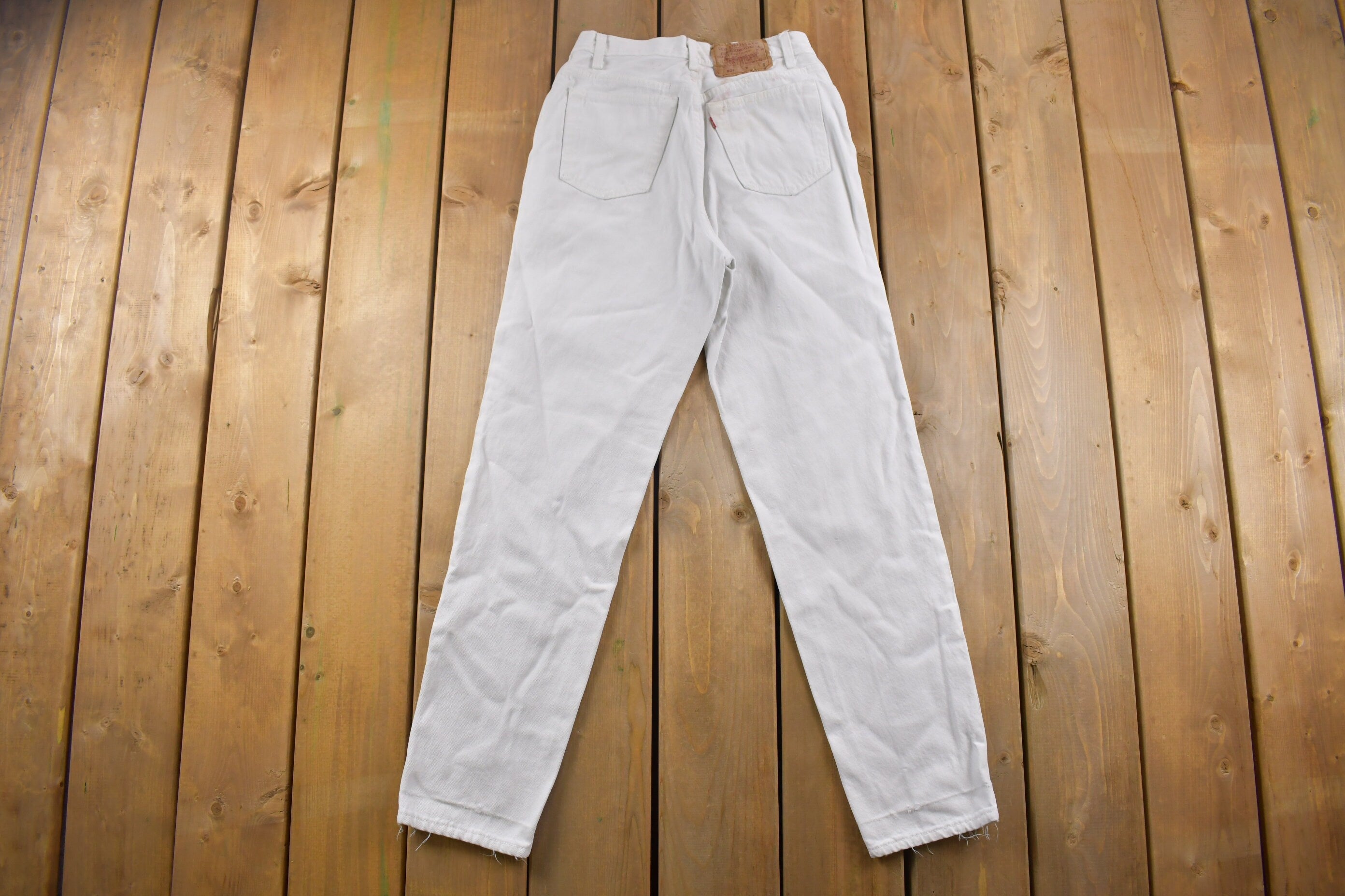 Vintage 1980s Levi's 501 Red Tab White Denim Jeans Size 26 x 29