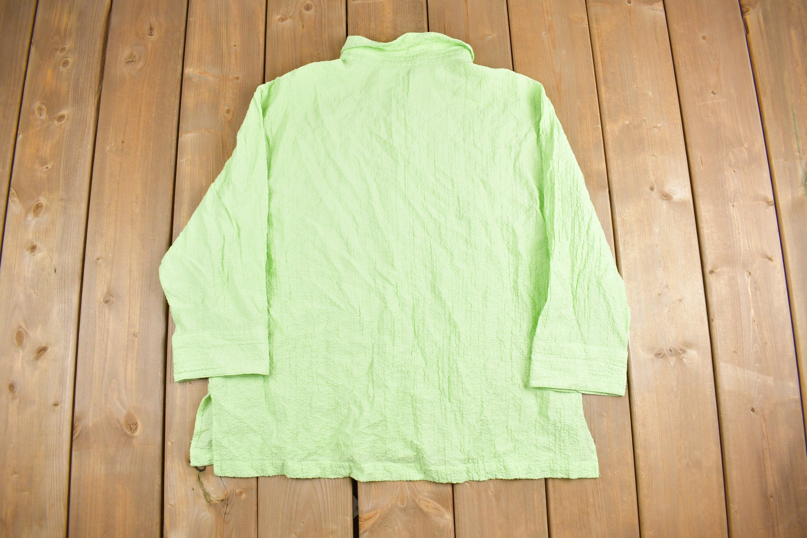 Vintage 1990s Blank Green Button Up Shirt /