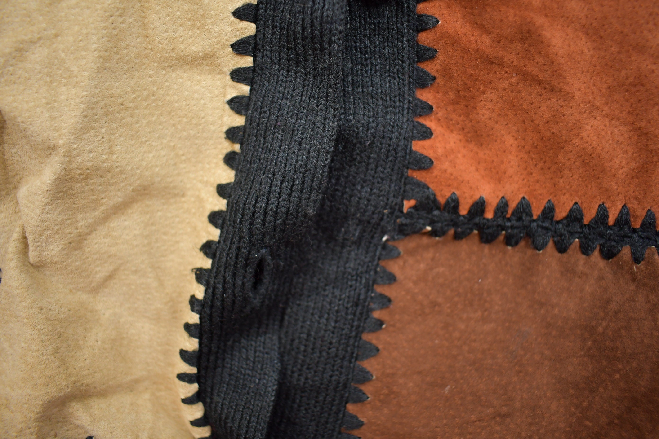 Vintage 1990s Hampshire Studio Wool Knit Leather Detail Sweater