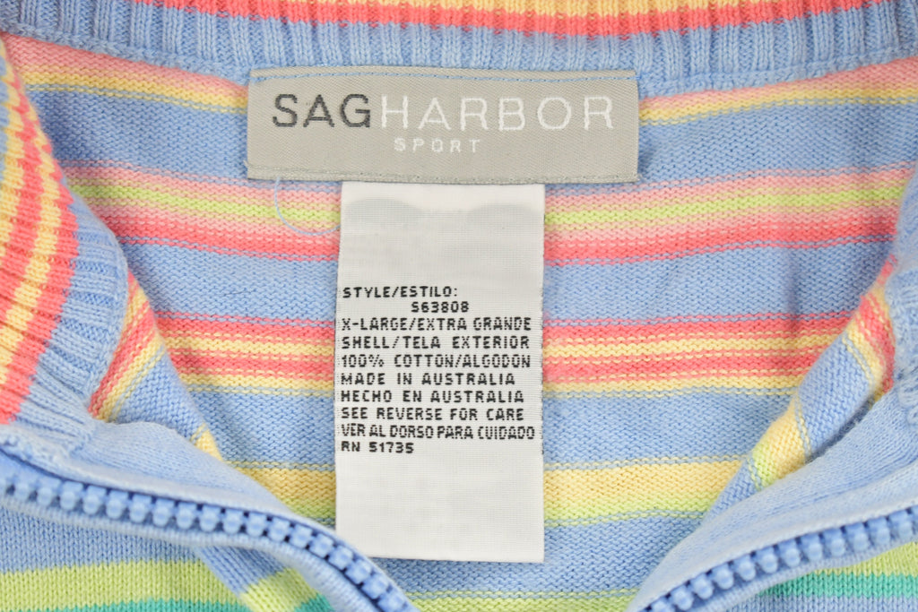 Vintage 1990's SAG Harbour Rainbow Striped Zip Up Jacket