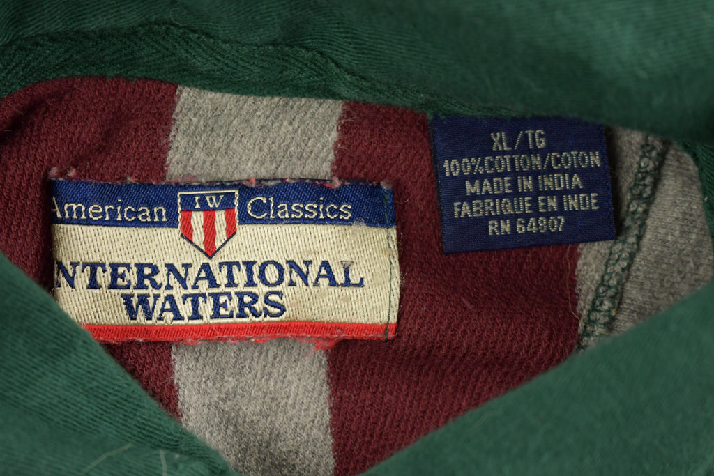 Vintage 1990s International Waters Quarter Button Striped Sweatshirt