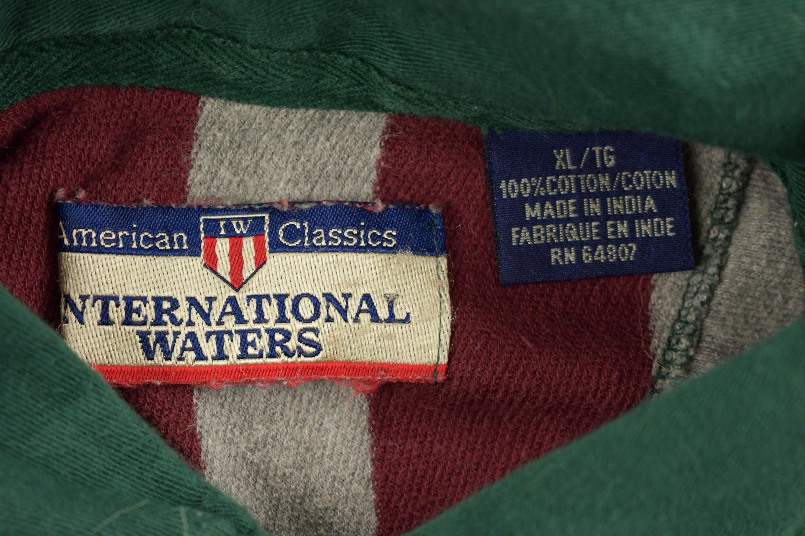 Vintage 1990s International Waters Quarter Button Striped Sweatshirt
