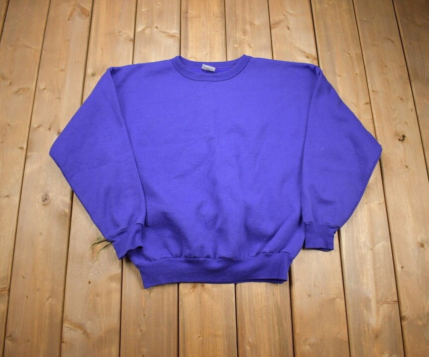 Vintage 1990s Raglans Clothing Purple Blank Crewneck Sweatshirt