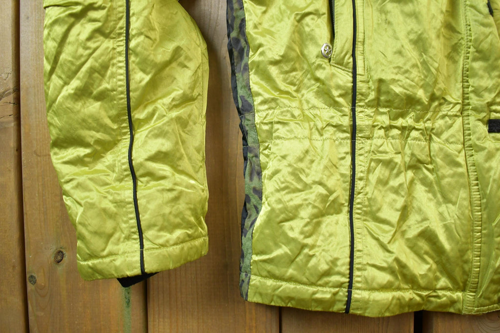Vintage 1990s Green Leopard Print Ski Puffer Jacket
