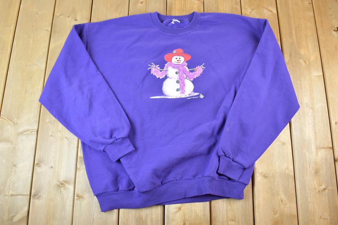 Vintage 1990s Lady Snowman Outdoorsman Crewneck Sweatshirt