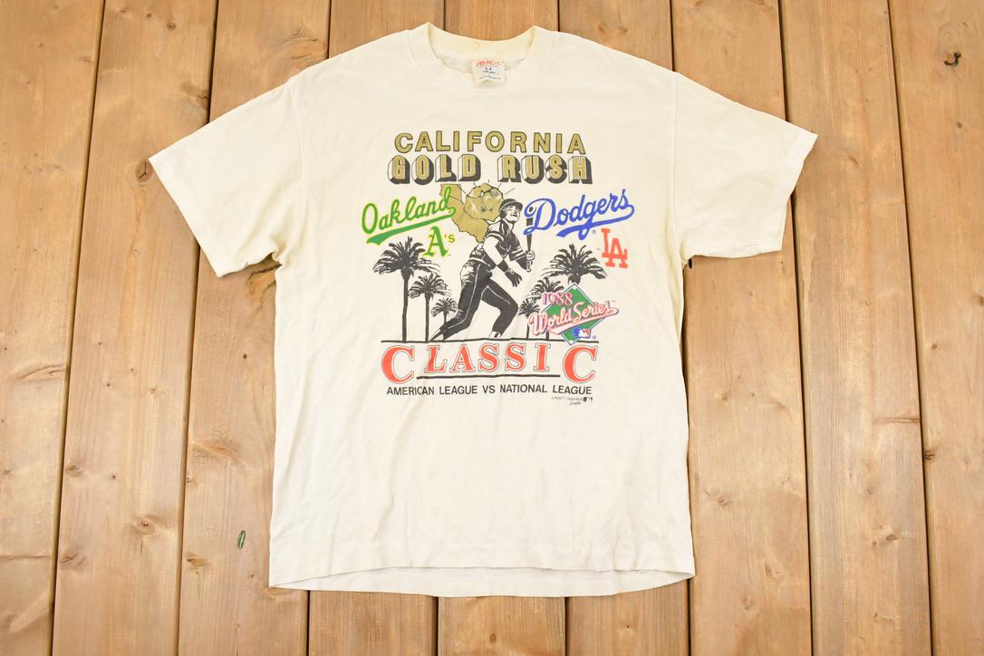 Vintage 1988 California Gold Rush Oakland A's LA Dodgers Souvenir T-Shirt Men's M