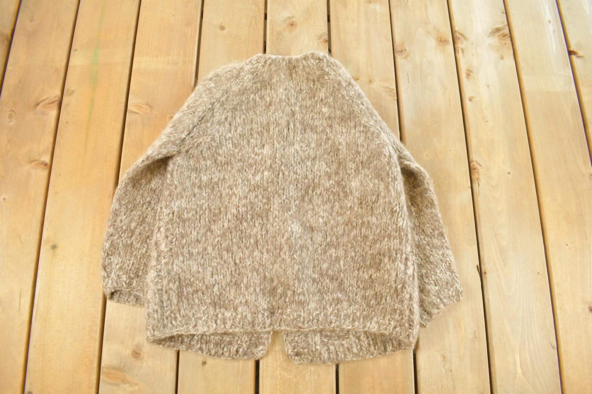 Vintage 1960s Montgomery Ward Hand Knit Mohair Wool Cardigan Sweater Women's S