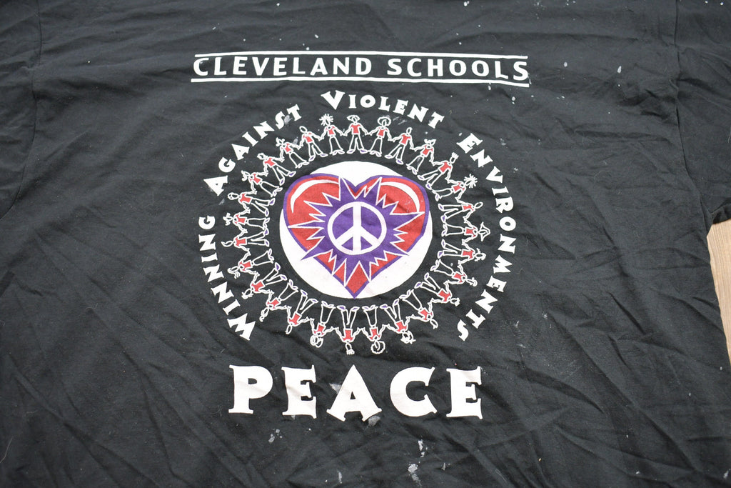 Vintage 1990s Cleveland Schools Peace Graphic T-Shirt