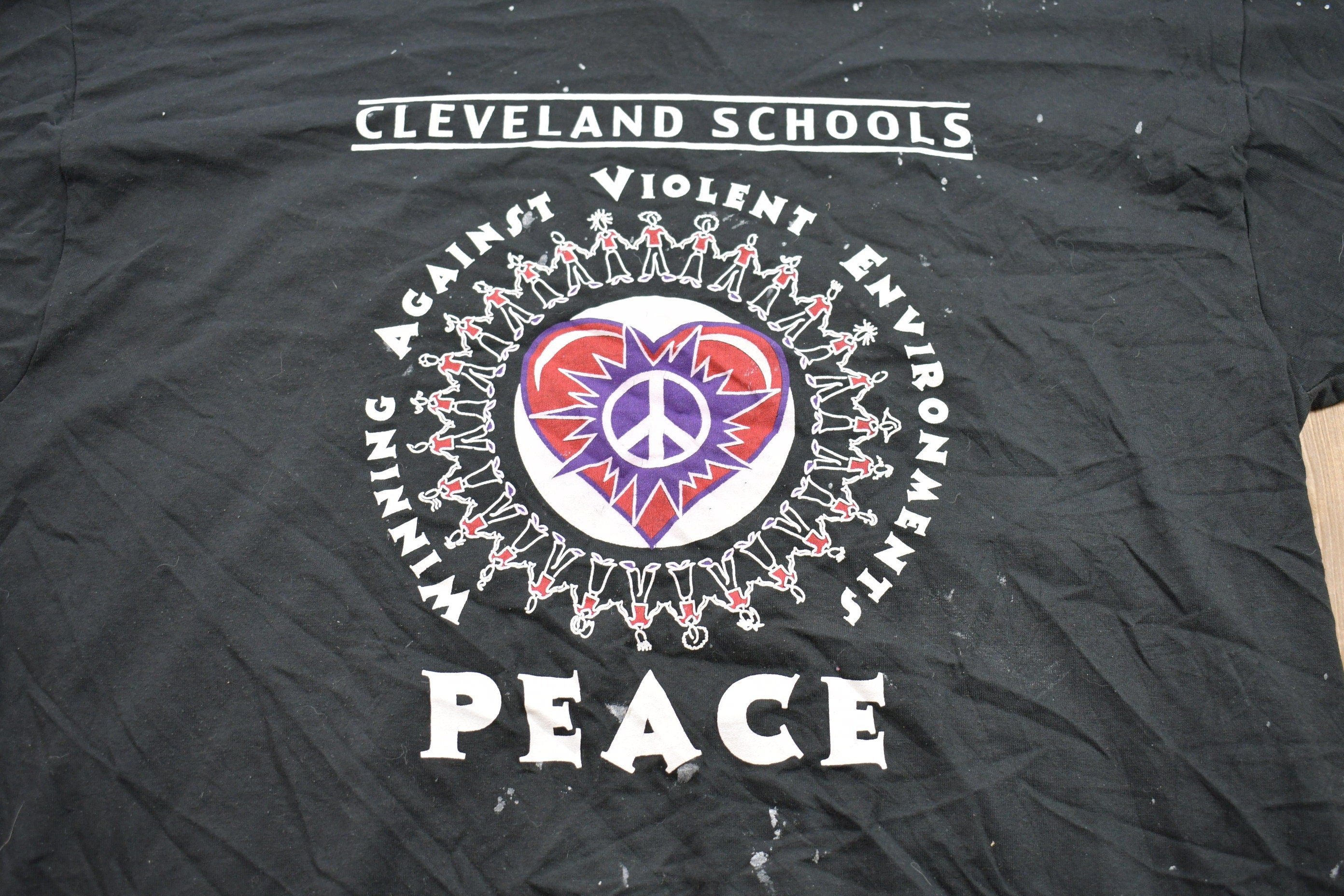 Vintage 1990s Cleveland Schools Peace Graphic T-Shirt