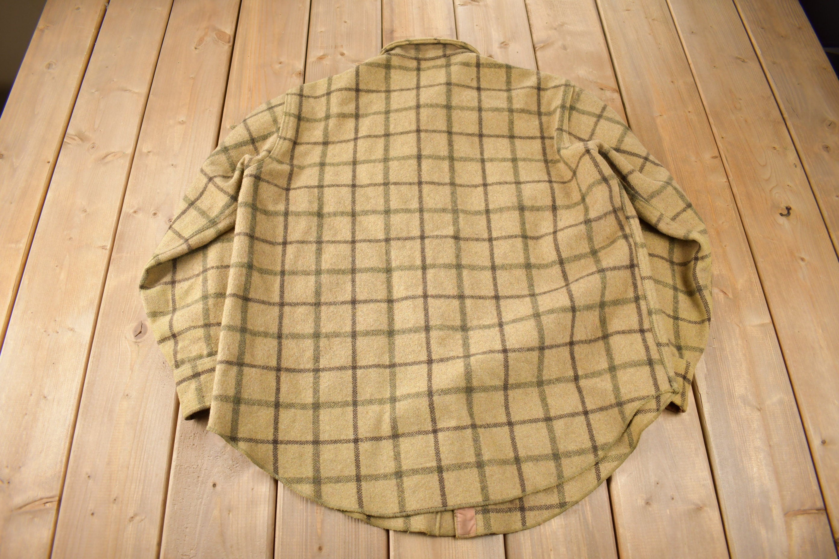 Vintage 1950s Peters Whaler Plaid Wool Button Up Flannel Size Large Workwear