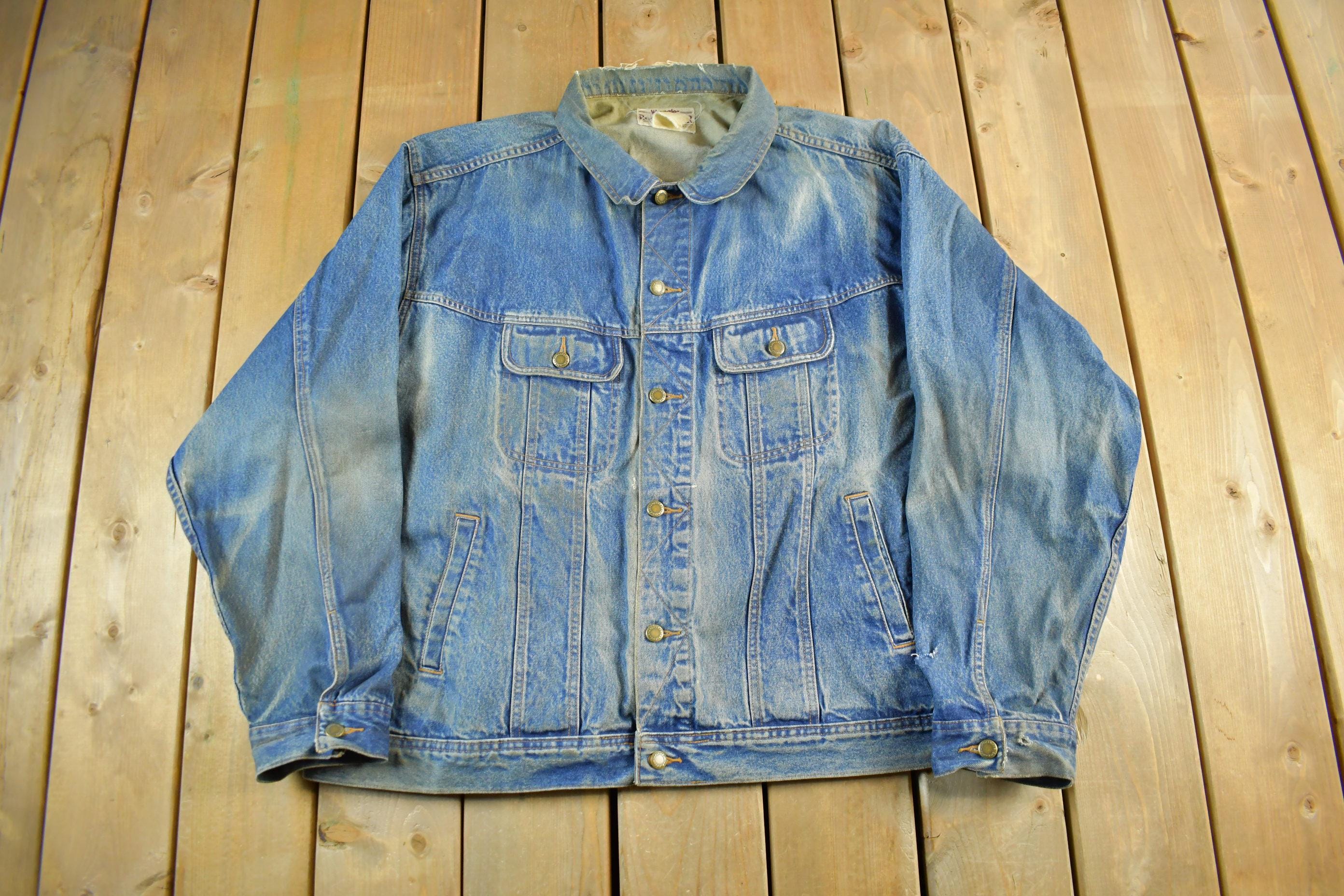 Vintage 1990s Wrangler Rugged Wear Denim Jean Trucker Jacket Men's 2XL