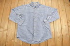 Vintage 1990s The Fox Collections Blue Striped Button Up Shirt