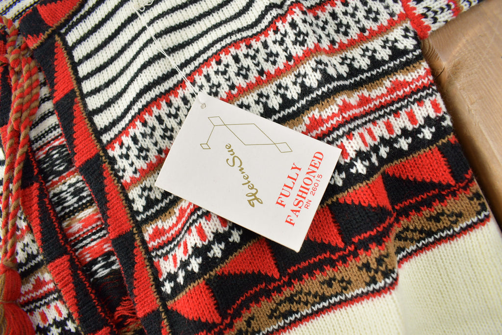 True Vintage 1960s Deadstock Helen Sue Psychedelic Knit Acrylic Cardigan Sweater