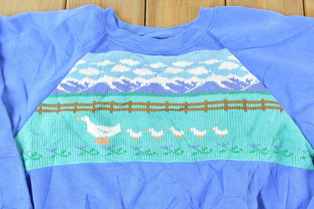 Vintage 1990s Duck Family Embroidered Outdoorsman Crewneck Sweatshirt  Embroidered  Nature Sweater  Outdoor Sweater