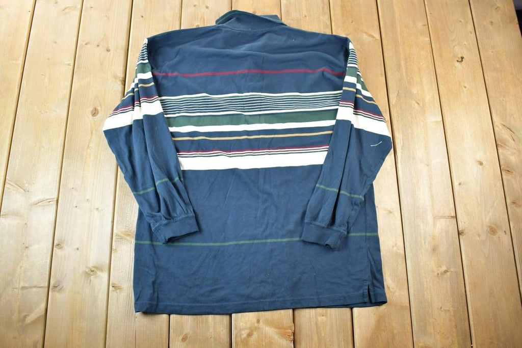 Vintage 1990s Arnold Palmer Striped Button Up Sweatshirt Made In USA