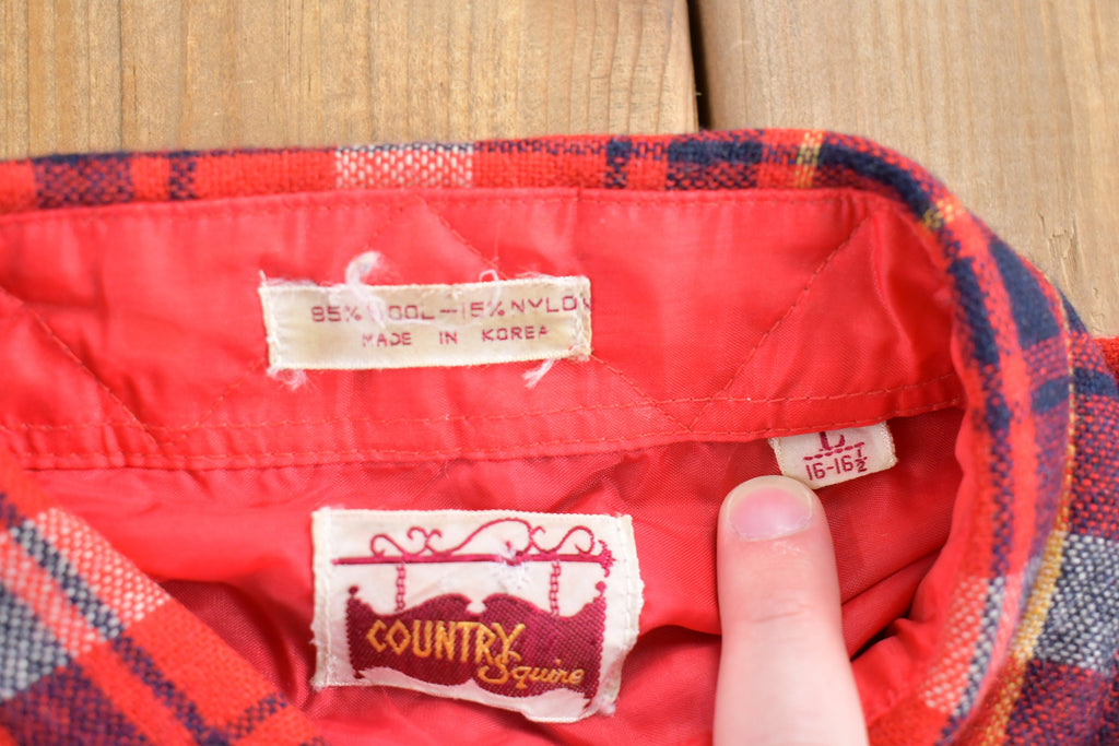 Vintage 1990s Country Squire Plaid Wool Flannel Button Up Shirt