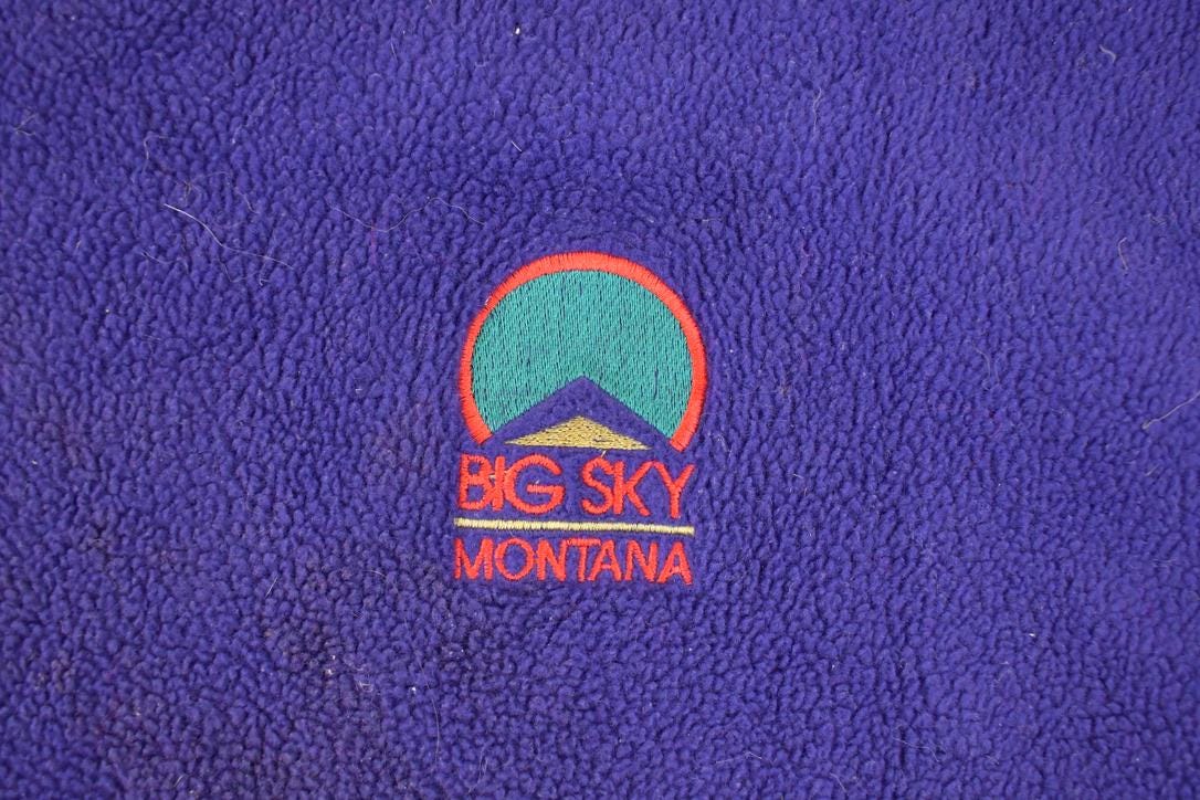 Vintage 1990s Big Sky Montana Embroidered Fleece Outdoorsman Sweater Men's L