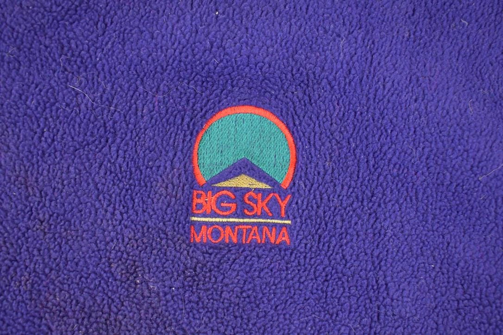 Vintage 1990s Big Sky Montana Embroidered Fleece Outdoorsman Sweater Men's L