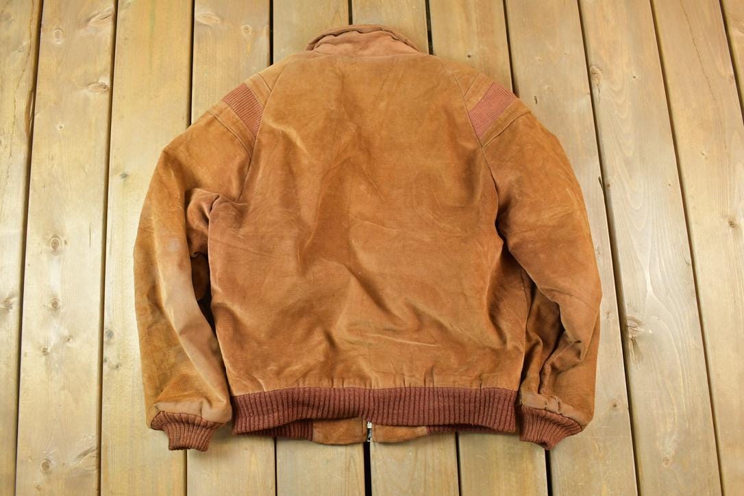 Vintage 1970s California Imperial Faux Fur Lined SuedeBomber Jacket Made In USA