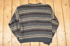 Vintage 1990s Dockers Striped Knit Crewneck Sweater Men's M