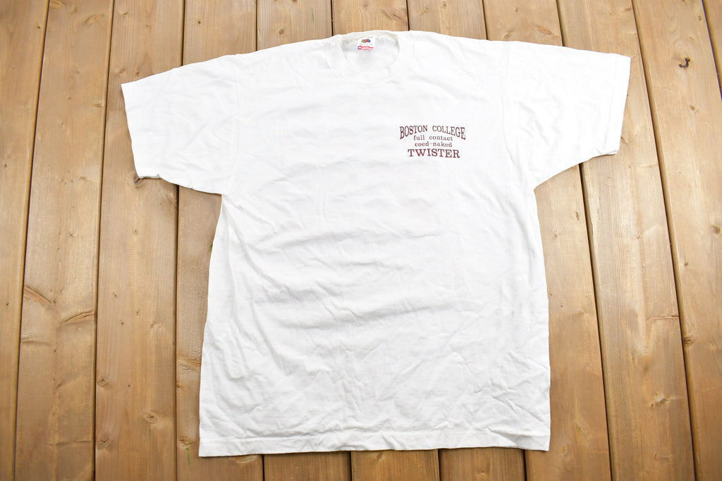 Vintage 1990s Boston College Parody Naked Twister Graphic T Shirt