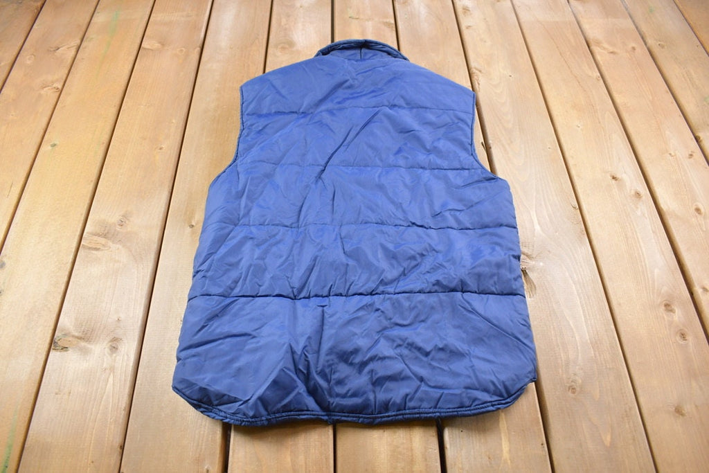 Vintage 1990s Weather Breaker Blue Button Up Puffer Vest