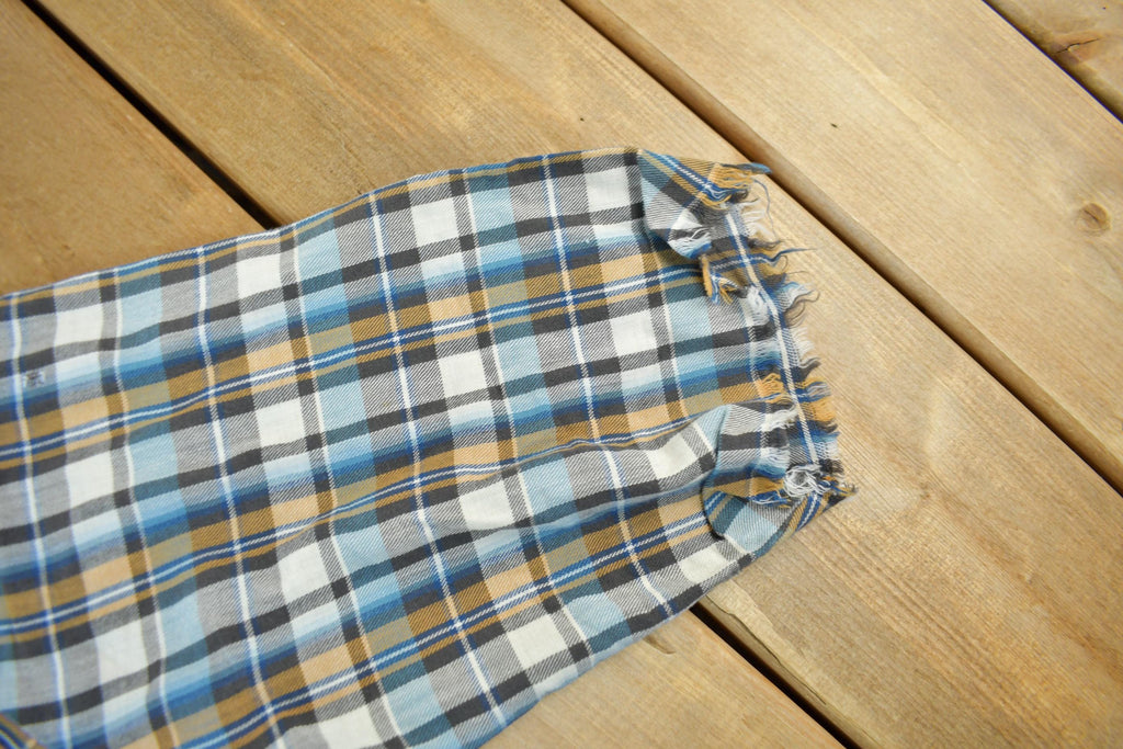 Vintage 1990s Levi's Western Wear Pearl Snap Plaid Button Up Shirt Size M