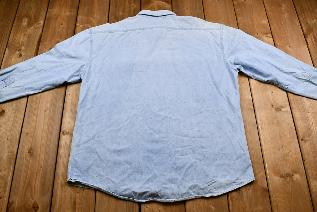 Vintage 1990s Campus Light Blue Denim Button Up Shirt
