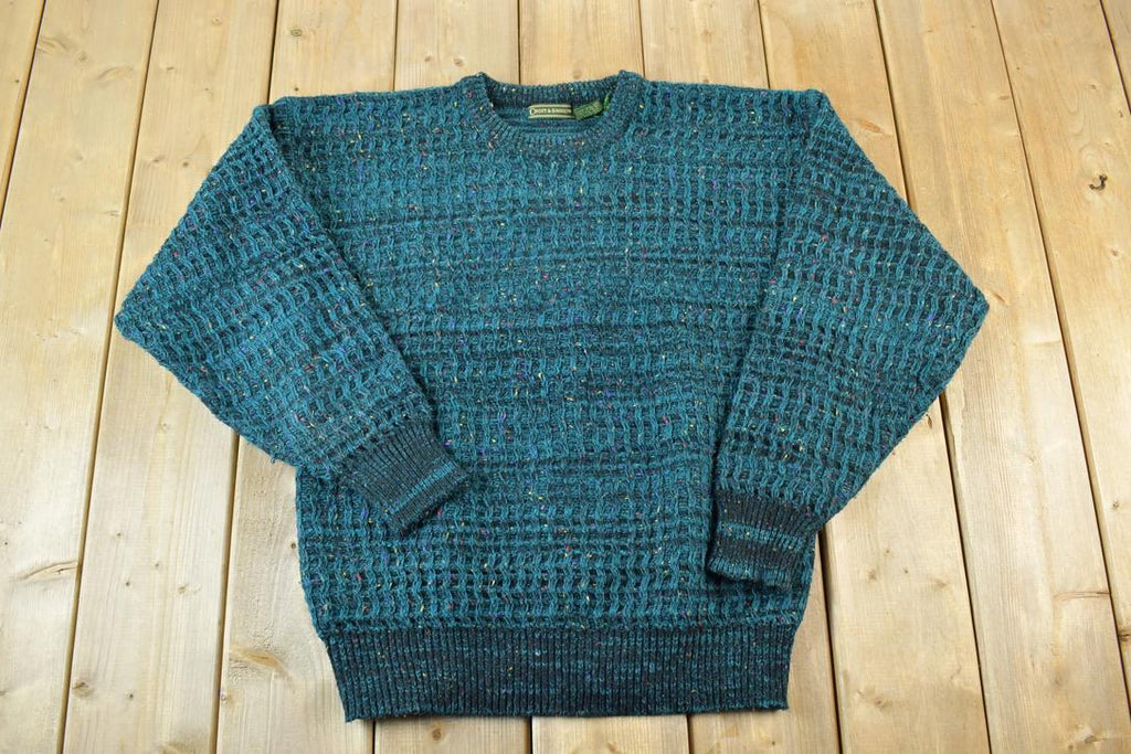 Vintage 1990s Croft And Barrow Wool Knit Abstract Pattern Crewneck Sweater