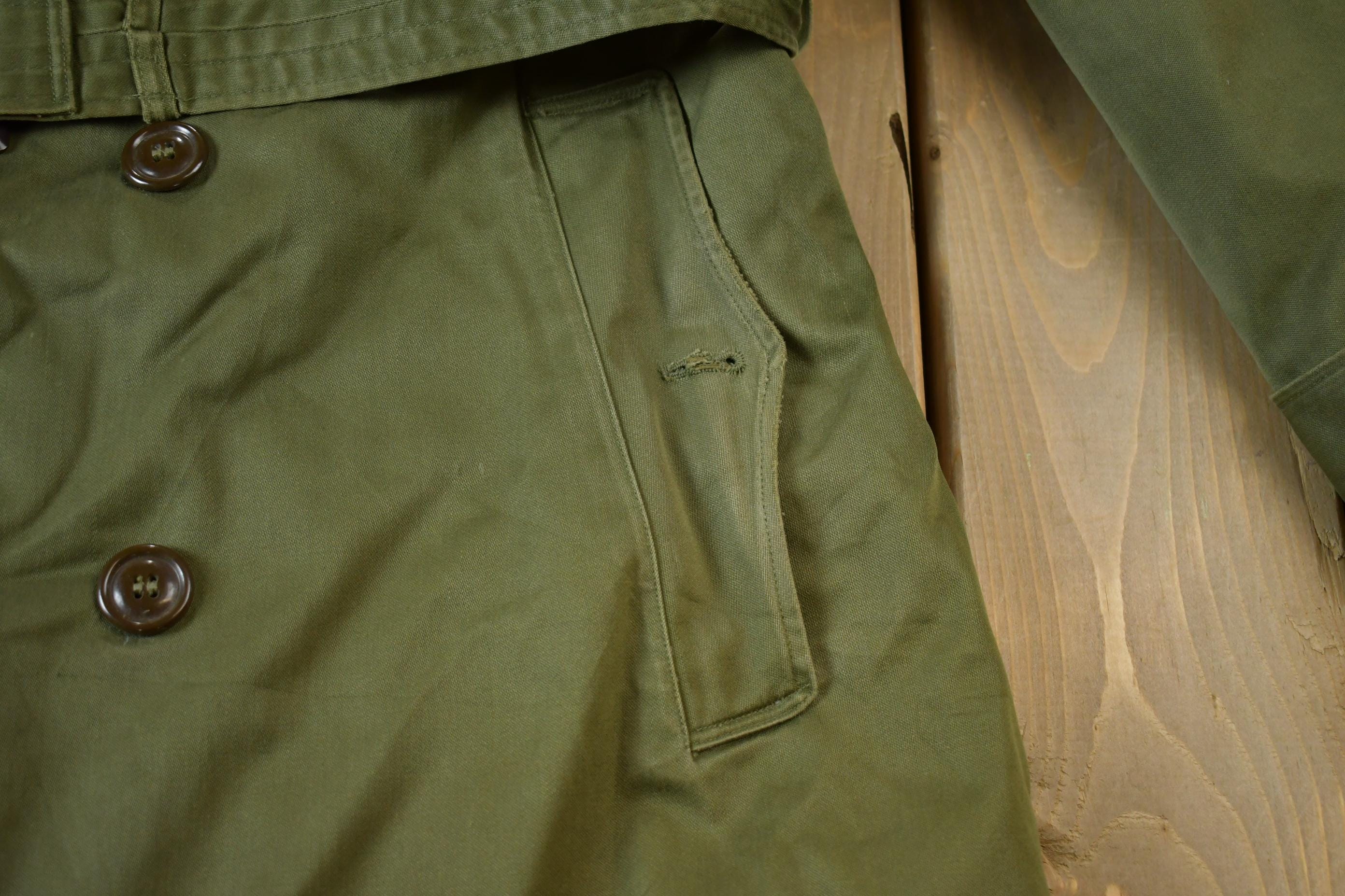 Vintage 1950S Military OG 107 Trench Coat with Liner