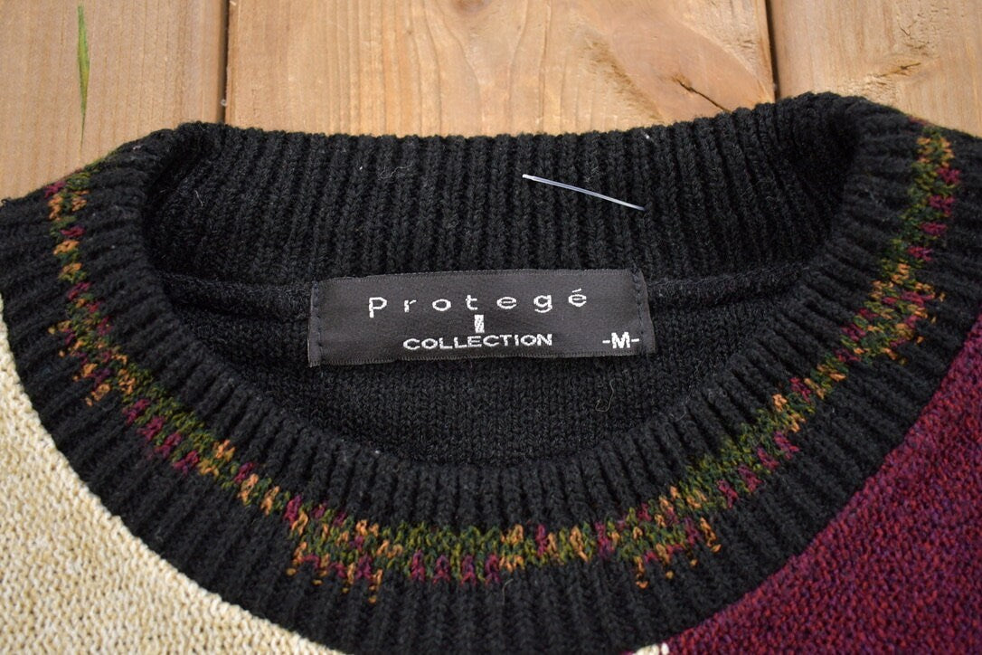 Vintage 1990s Protege Knitted Crewneck Sweater 3D Pattern