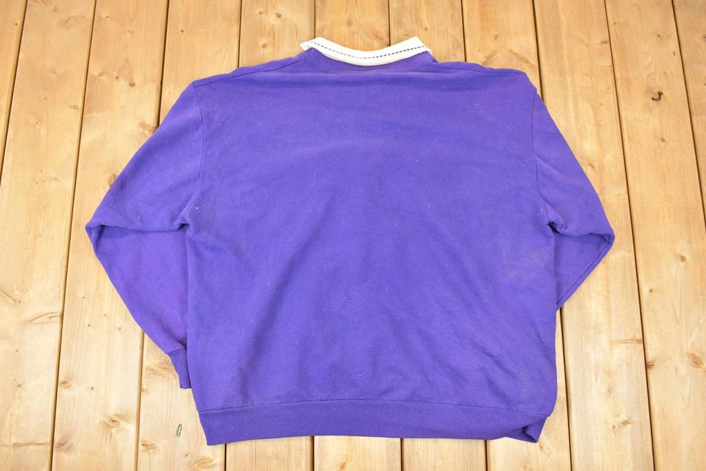 Vintage 1990s Morning Sun Collared Floral Graphic Print Crewneck Sweatshirt Womens XL