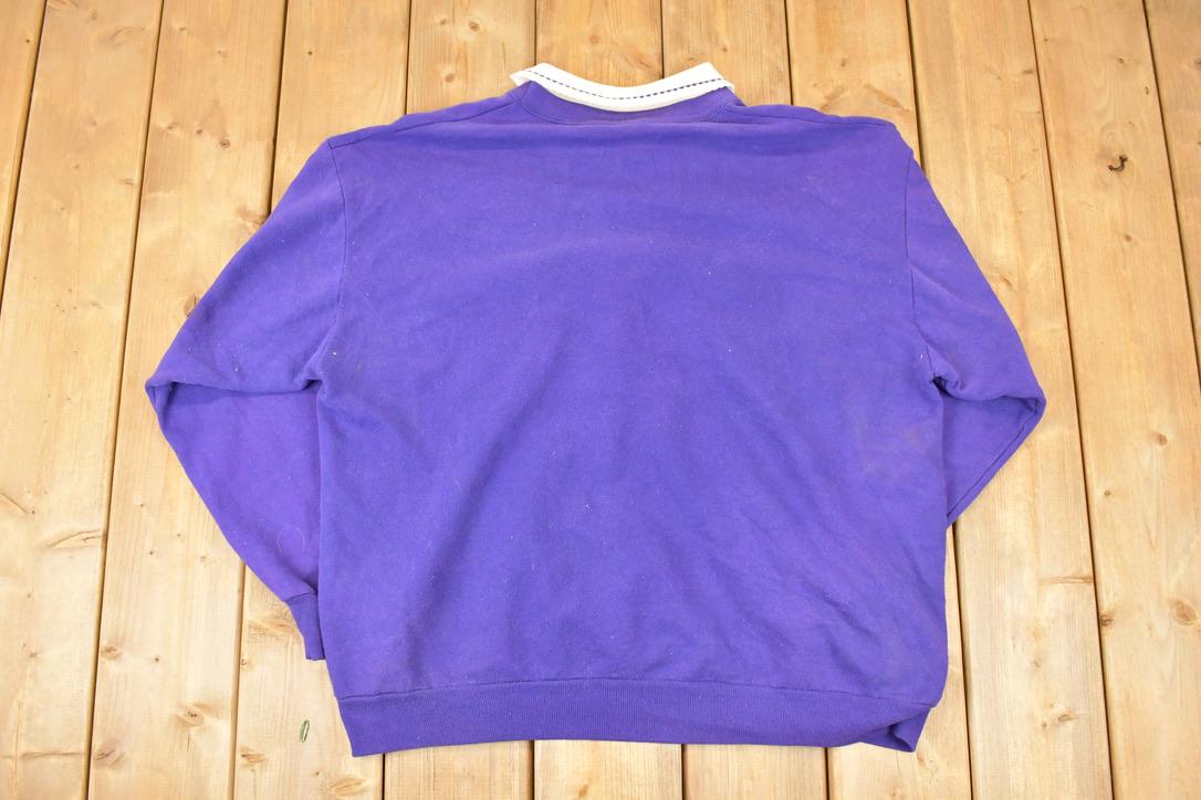 Vintage 1990s Morning Sun Collared Floral Graphic Print Crewneck Sweatshirt Womens XL