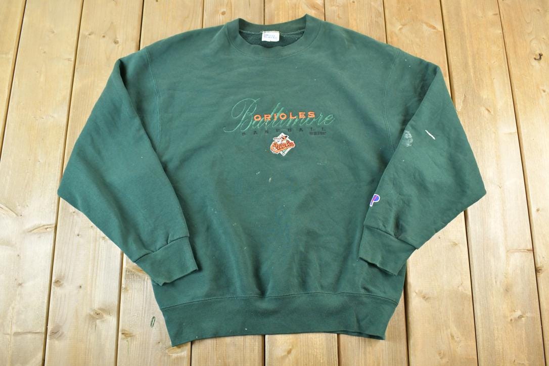 Vintage 1997 Pro Player Baltimore Orioles MLB Embroidered Crewneck Sweatshirt