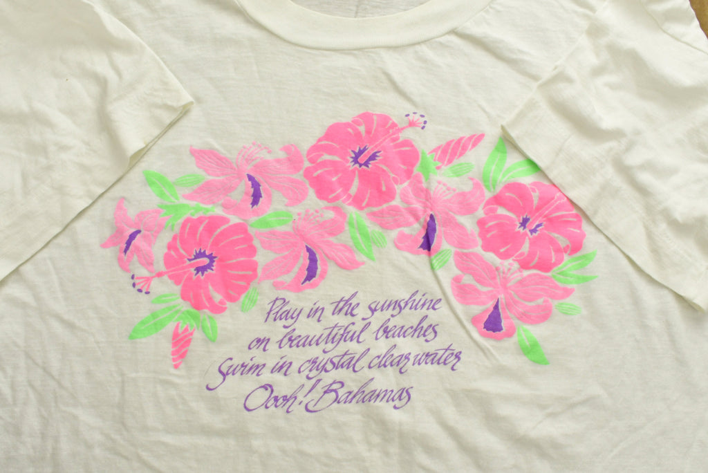 Vintage 1990s Bahamas Floral Graphic T-Shirt