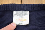 Vintage 1990s Knitted Navy Blue Crewneck Sweater / Vintage 90s Sweater / Embroidered / Basic Knit / Sweatshirt / School Uniform Knit